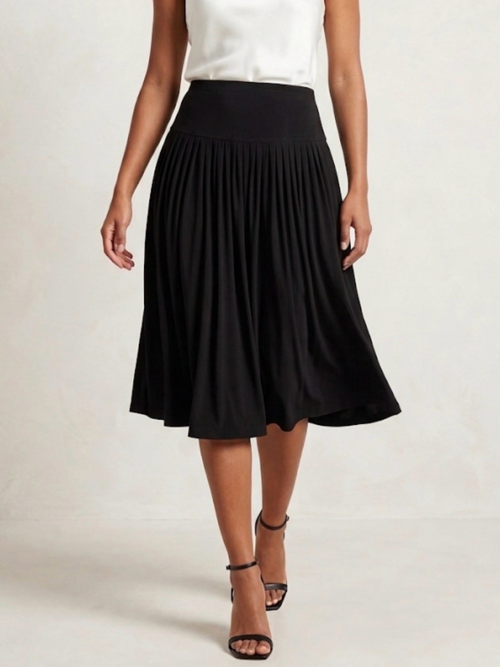 Vintage BabyO Black Midi Flowy Skirt with High Waist